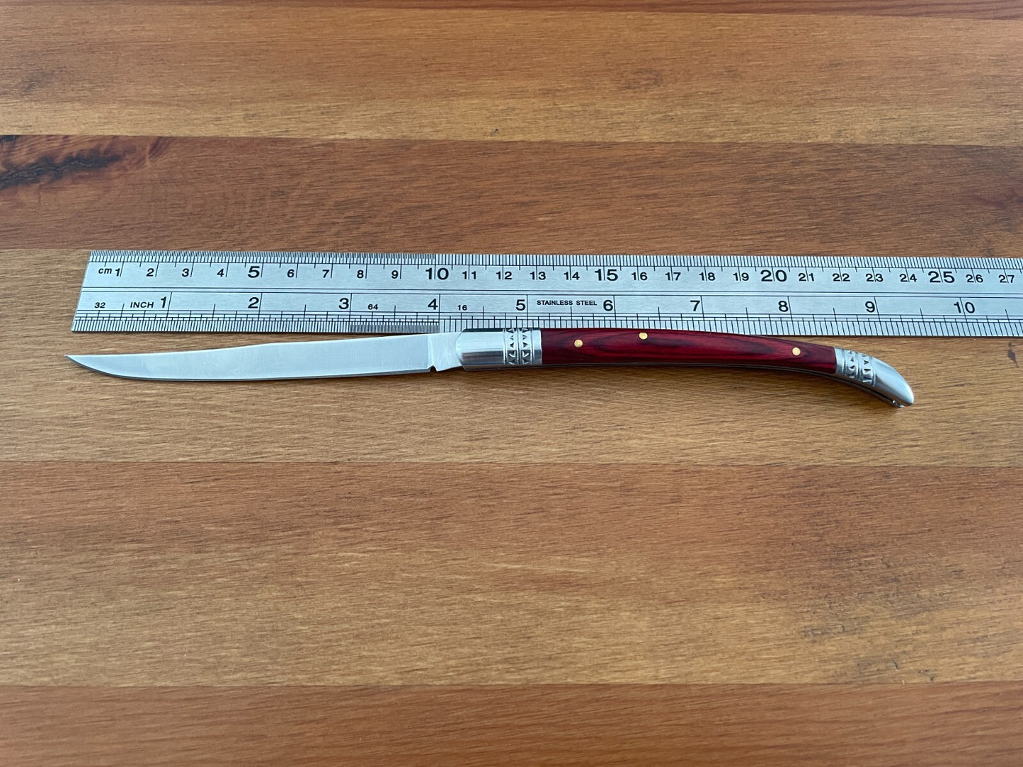 4.1" Estilete Spanish Navaja Folding Pocket Knife Red Stamina Wood Handle