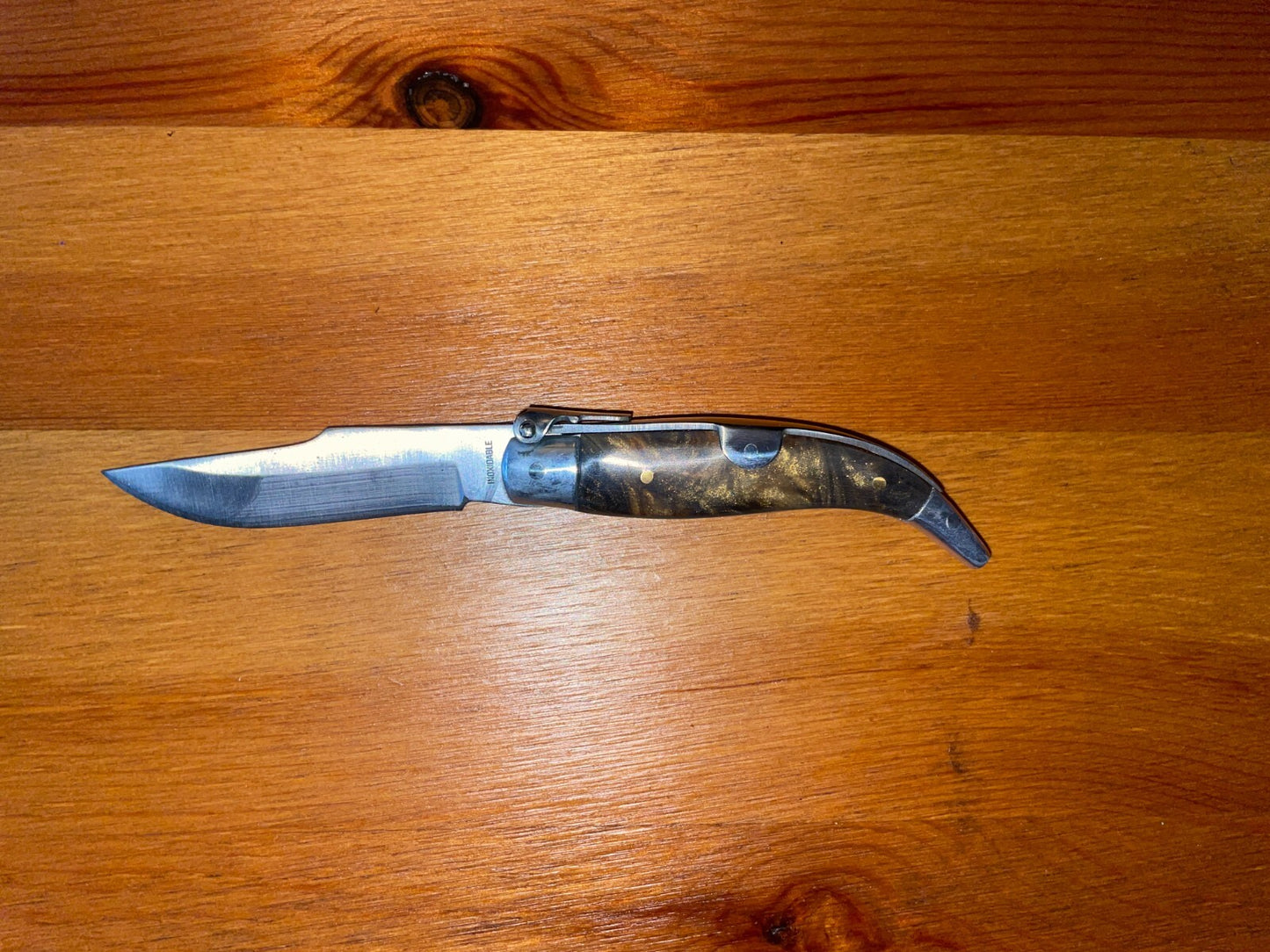 2.5” Spanish Navaja Teja Albacete Pocket Knife Brown Celluloid Scales From Spain