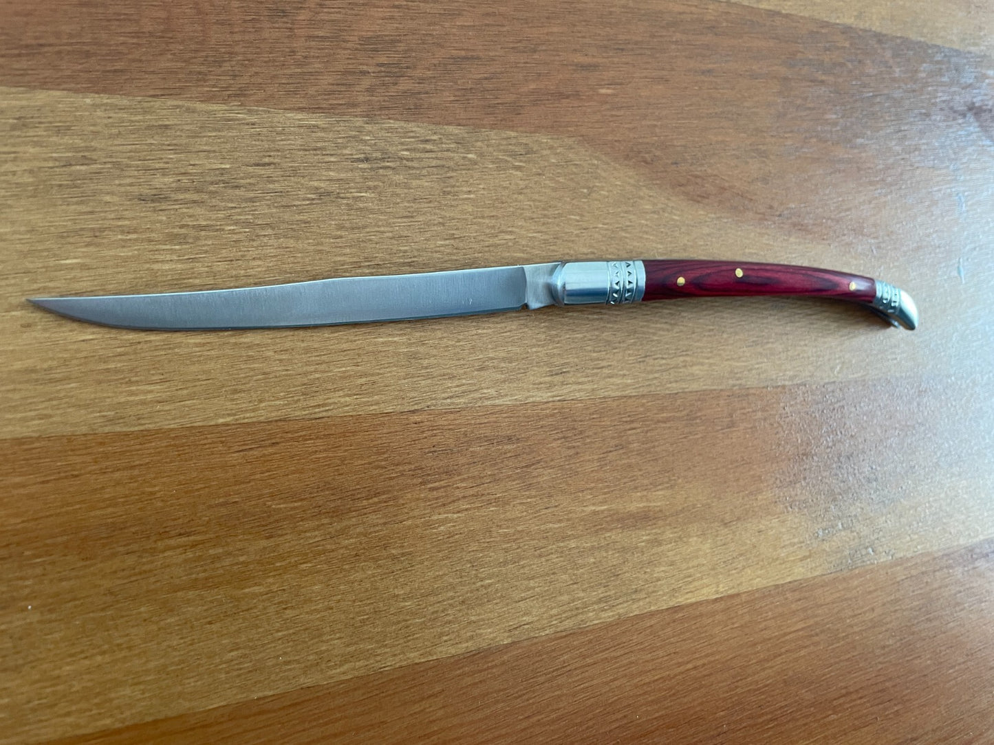 4.1" Estilete Spanish Navaja Folding Pocket Knife Red Stamina Wood Handle