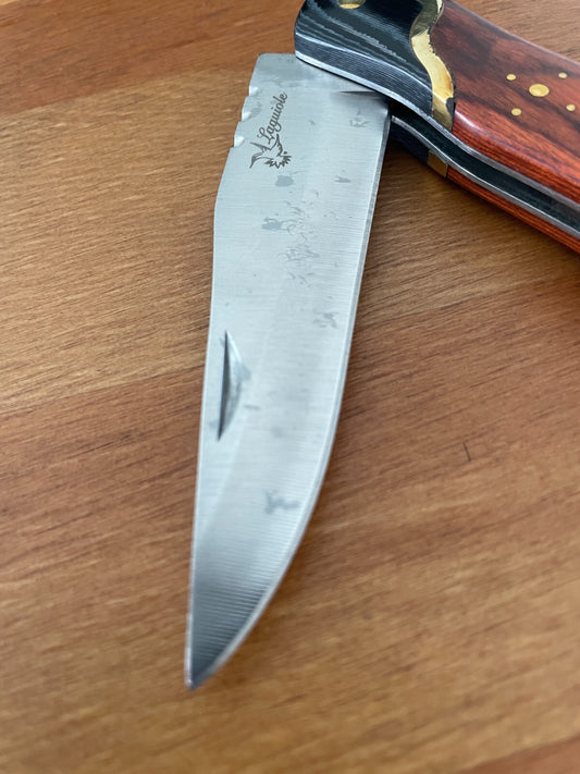 3.7” Navaja Laguiole Folding Pocket Knife Red Mikarta Handle Penknife Lockback