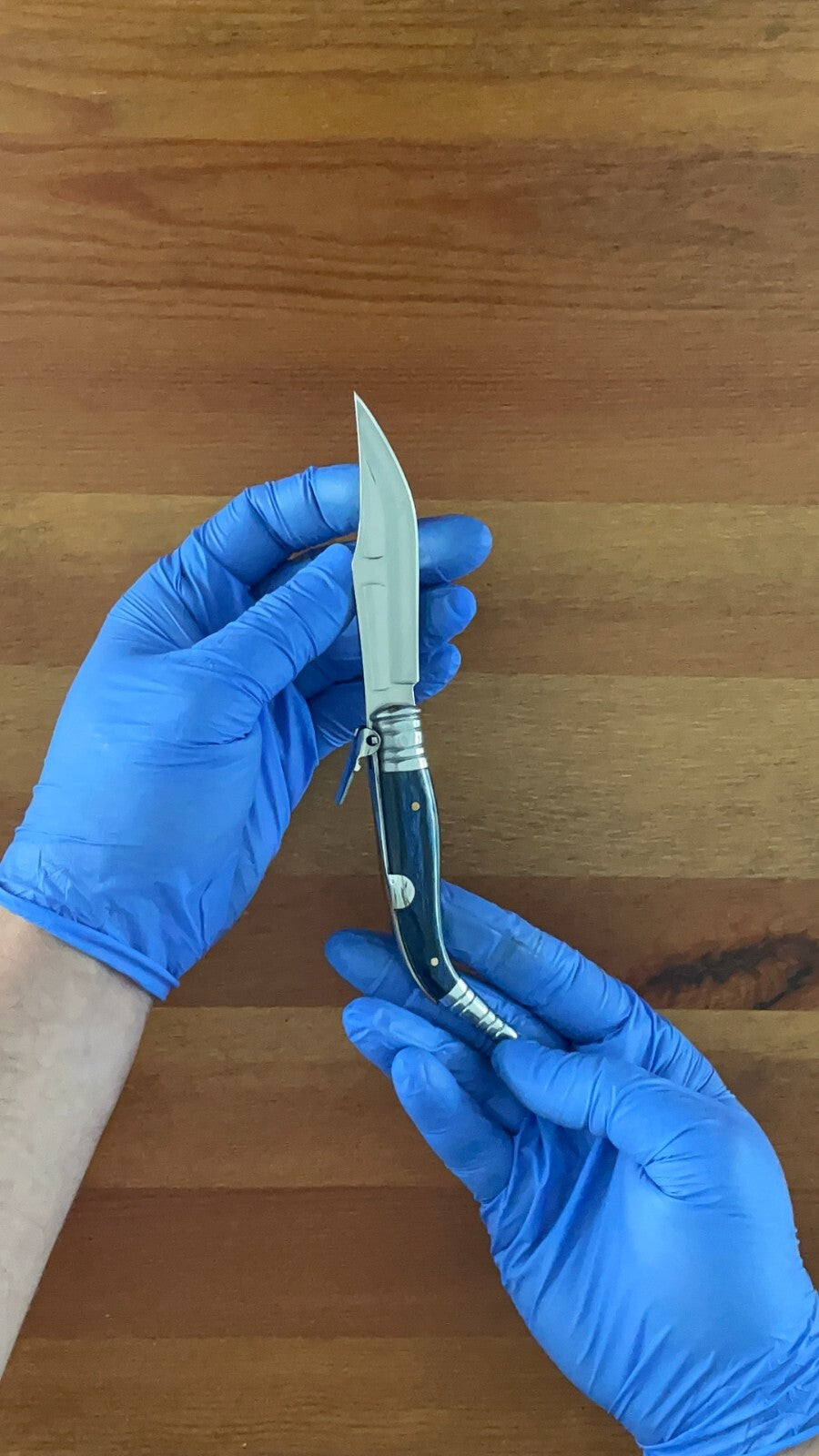 3.54" Blade Spanish Navaja Sevillana Pocket Knife Blue Wood Scales / Ratchet