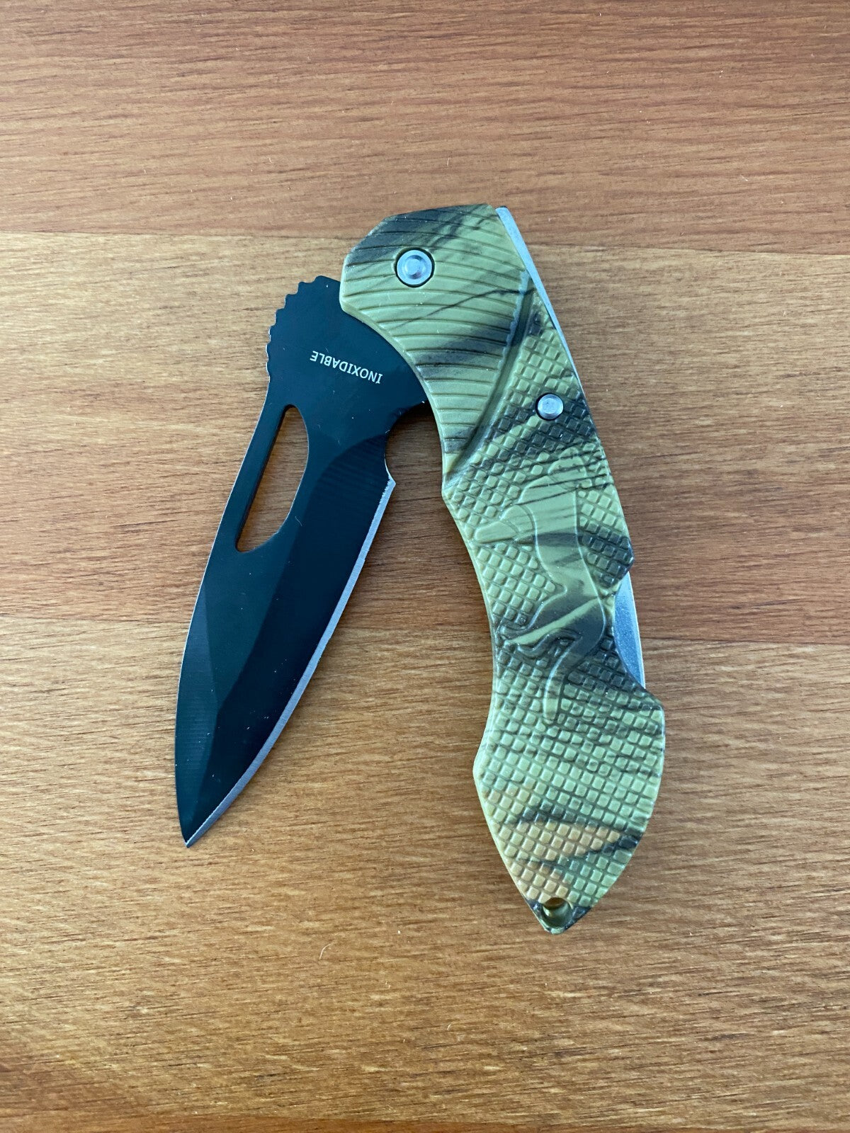 2.95" Stainless Black Blade Tactical Knife Plastic Camouflage Handle Lockback