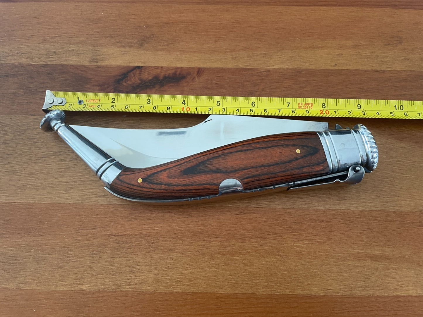 6.5” Spanish Navaja Jerezana Folding Knife Red Stamina Wood Scales With Ratchet