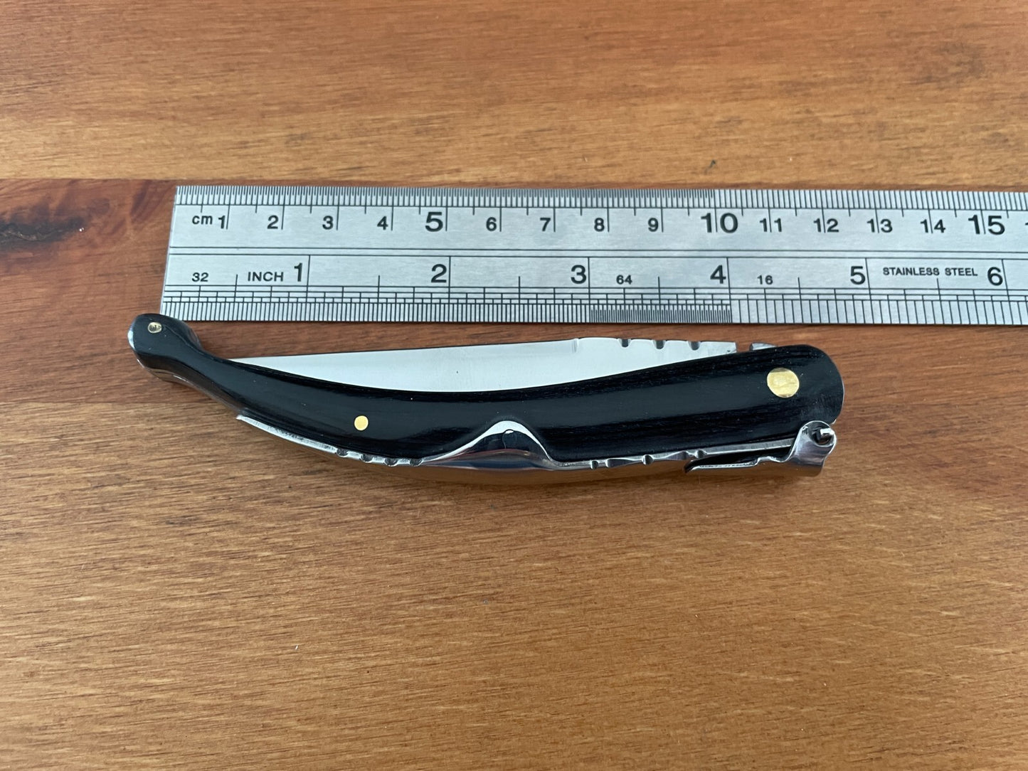 3.34 in. Spanish Navaja Pocket Knife Black Stamina Wood Handle From Spain