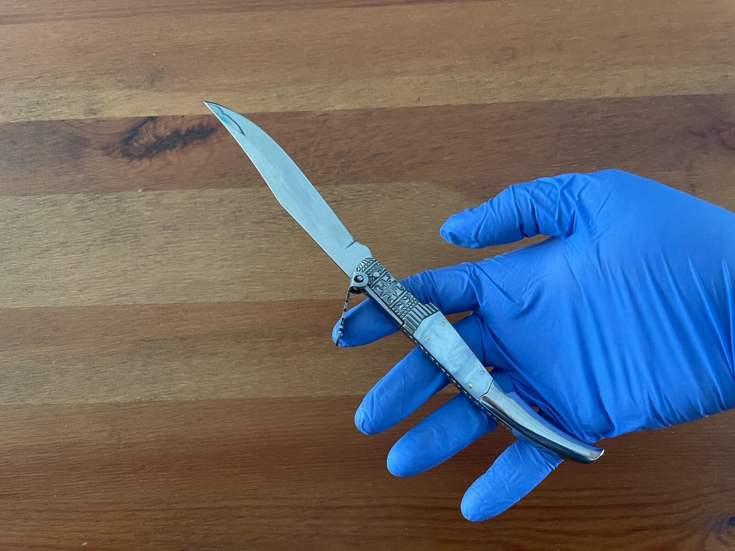 4.3" Arabian Style Navaja with Ratchet Pocket Knife Pearl Silk Model From Spain