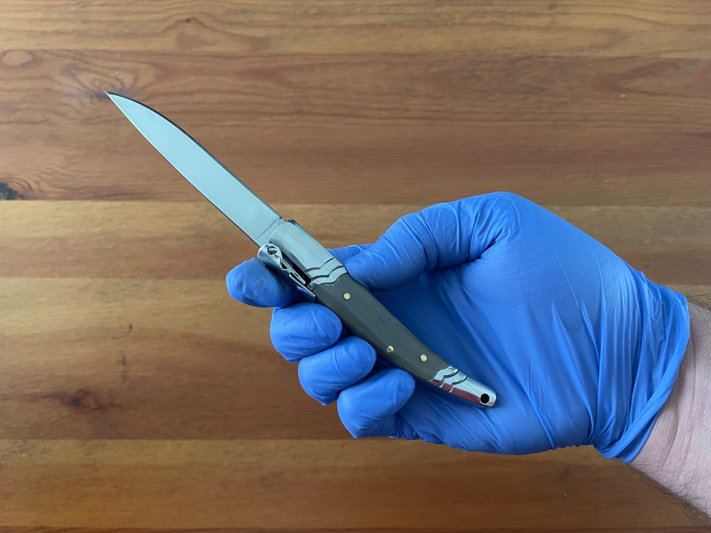 3.14" Spanish Navaja Pocket Knife Bull Horn Scales With Ratchet & Billet Lock