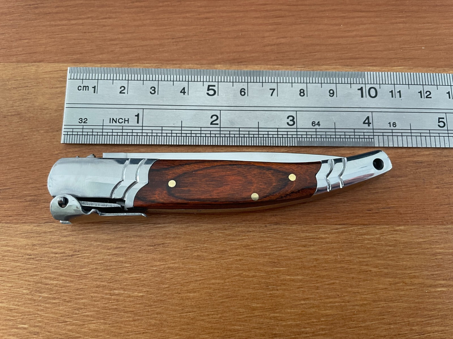 3.14 Stainless Steel Blade Spanish Navaja Pocket Knife Red With Ratchet Sound