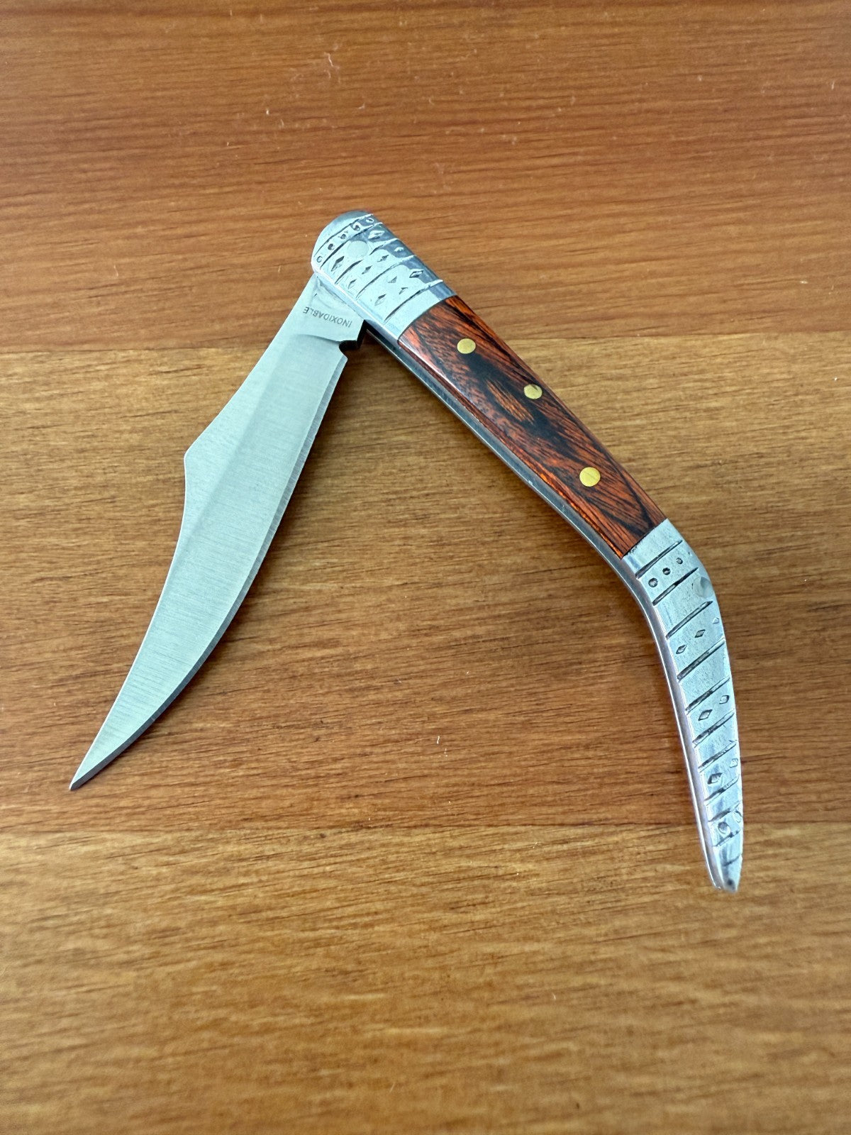 2.3" Arabian Style Folding Pocket Knife Red Wood Scales Spanish Navaja Slipjoint