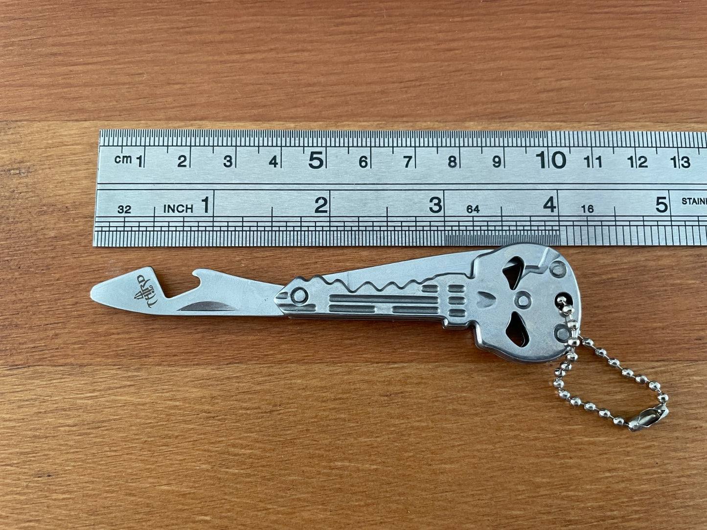 Skull Key Ring Knife 1.8-in Blade With Bottle Opener Polished Finish From Spain