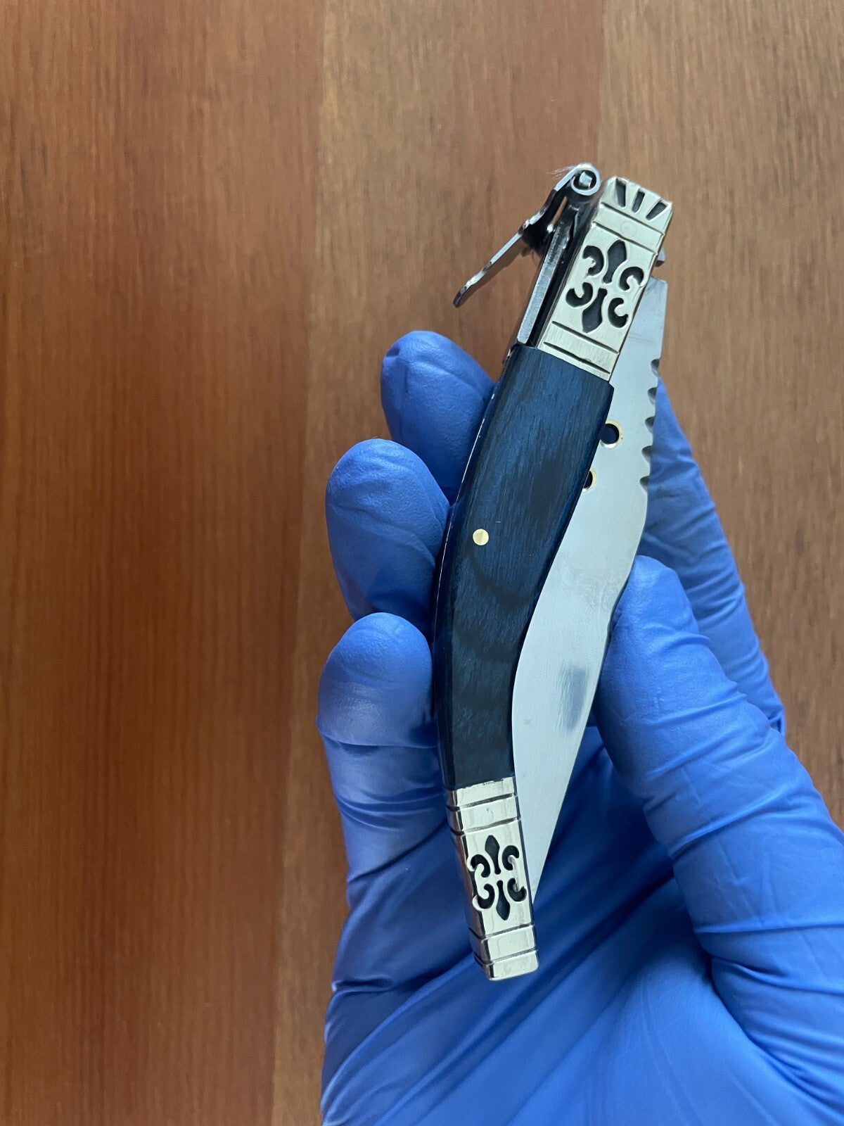 3.5" Luxury Navaja Pocket Knife Blue Stamina/Alpaca Handle Imported from Spain
