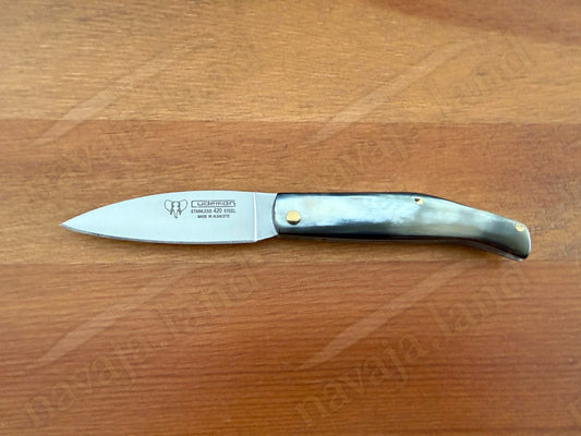 Cudeman Spanish Folding Knife – Bull Horn Handle | 420 Steel | Leather Sheath