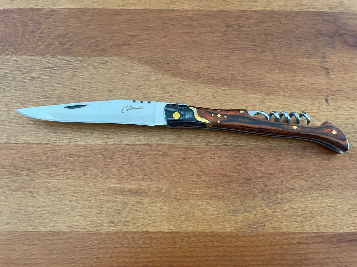 3.74” Navaja Laguiole Folding Pocket Knife Red Stamina/Mikarta Handle Corkscrew