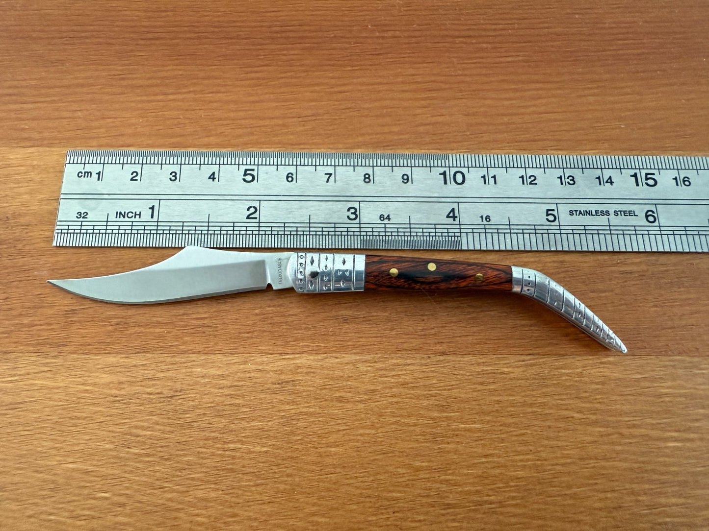 2.3" Arabian Style Folding Pocket Knife Red Wood Scales Spanish Navaja Slipjoint