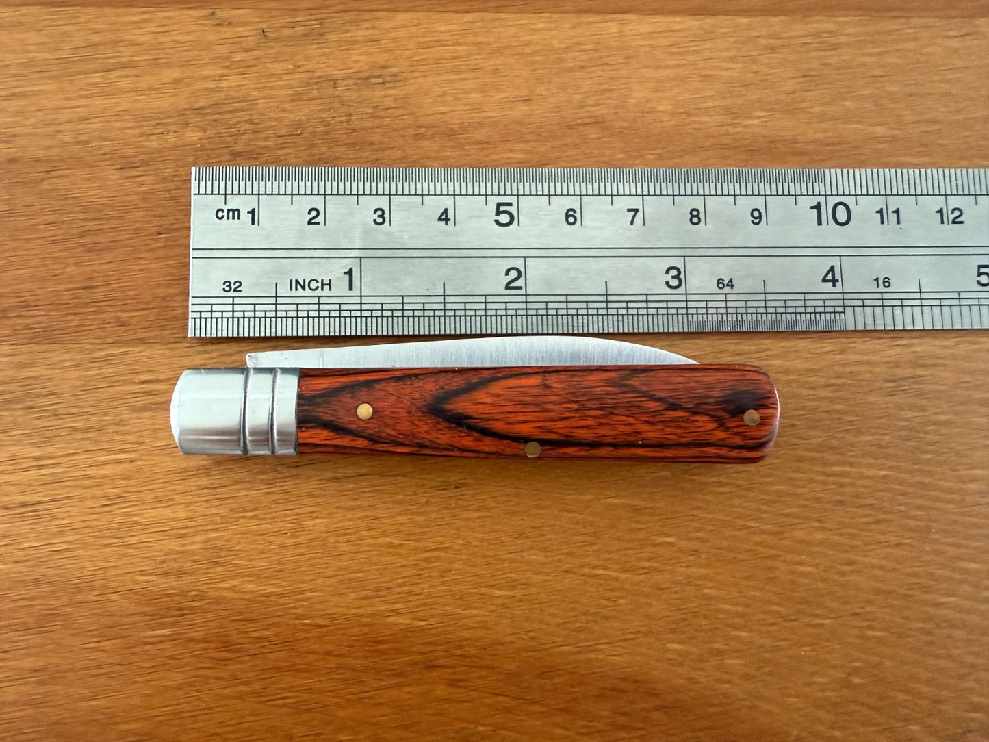 2.75" Spanish Navaja Albacete Classic Pocket Red Stamina Wood Scales Slipjoint