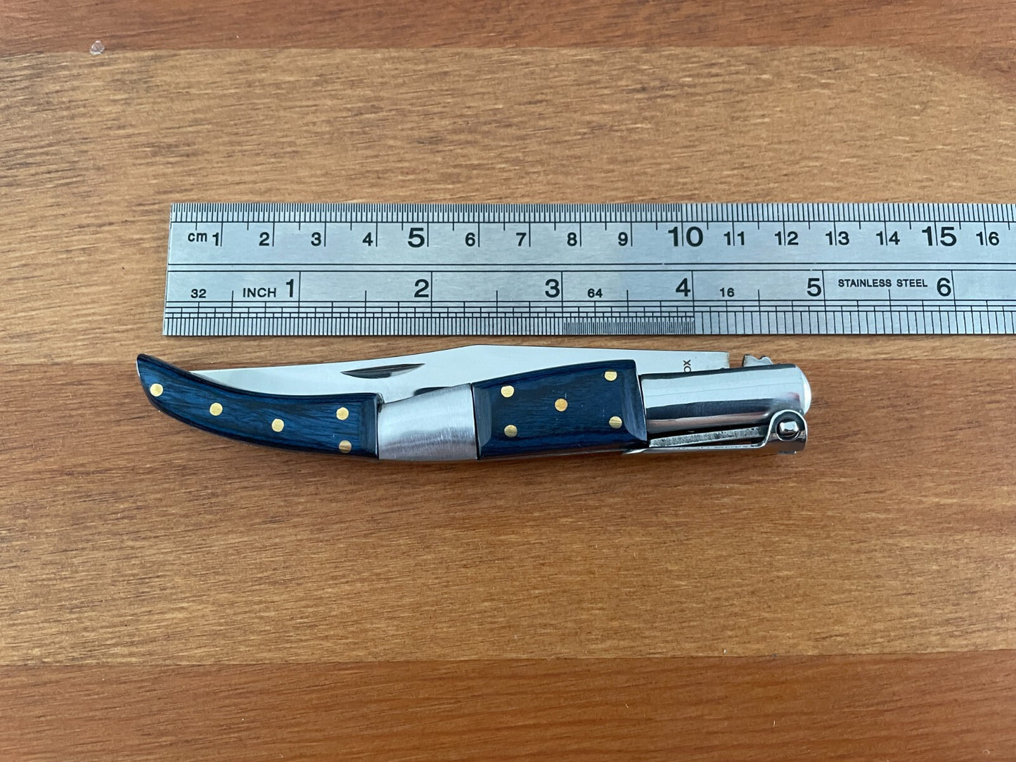 3.8” Arabian Folding Pocket Knife Blue Stamina Wood Handle from Spain