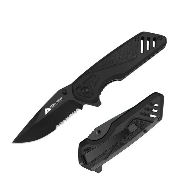 2.8" Blade Ozark Trail Folding Knife High-Quality Aluminum Handle Pocket Clip