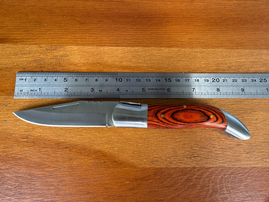 3.5” Stainless Steel Blade Navaja Laguiole Inox Folding Pocket Knife Wood Scales