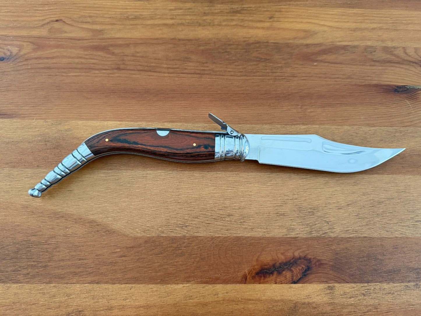 6.5" Spanish Navaja Sevillana Pocket Knife Red Stamina Wood Scales with Ratchet