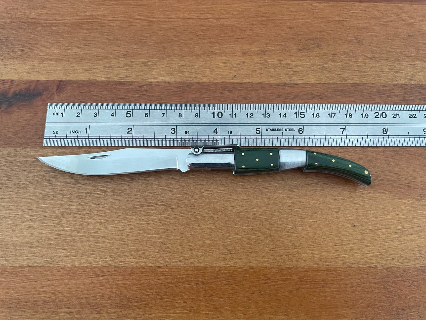 3.14" Arabian Folding Pocket Knife Green Wood Scales Navaja Handcrafted in Spain