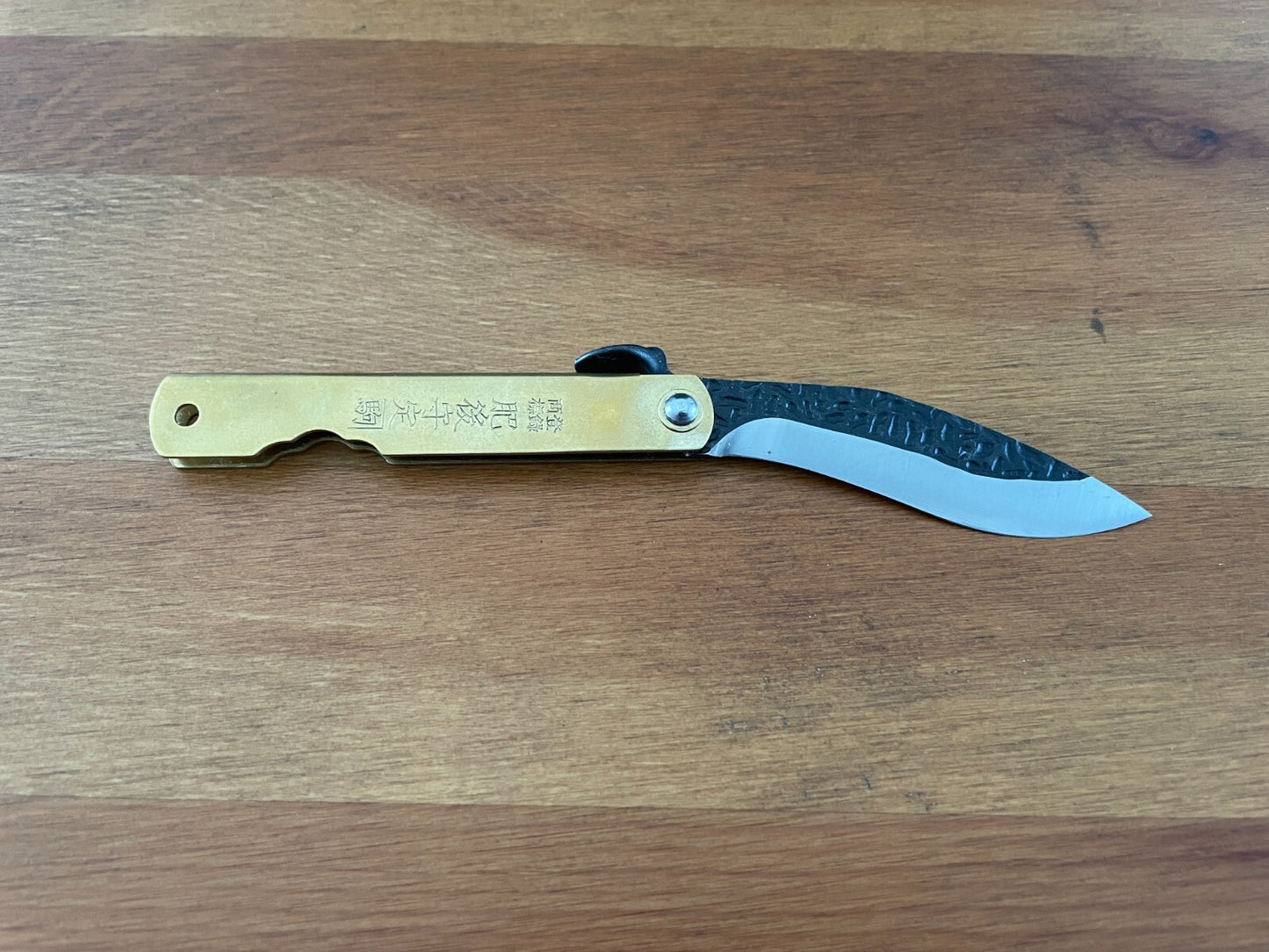 2.9" Navaja Higonokami Pocket Knife 420 Steel Falcata, Brass Handle with Sheath