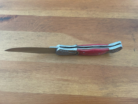 3.5" Spanish Navaja Pocket Knife Eagle Bolsters Wood Scales Lockback USA Seller