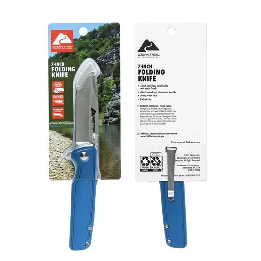 Ozark Trail 7-inch Full Length Folding Pocket Knife 3-inch Stainless Steel Blade