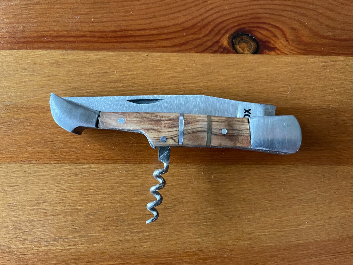 Pocket Knife 3.2" Stainless With Wooden Handle Corkscrew Handmade Artisan