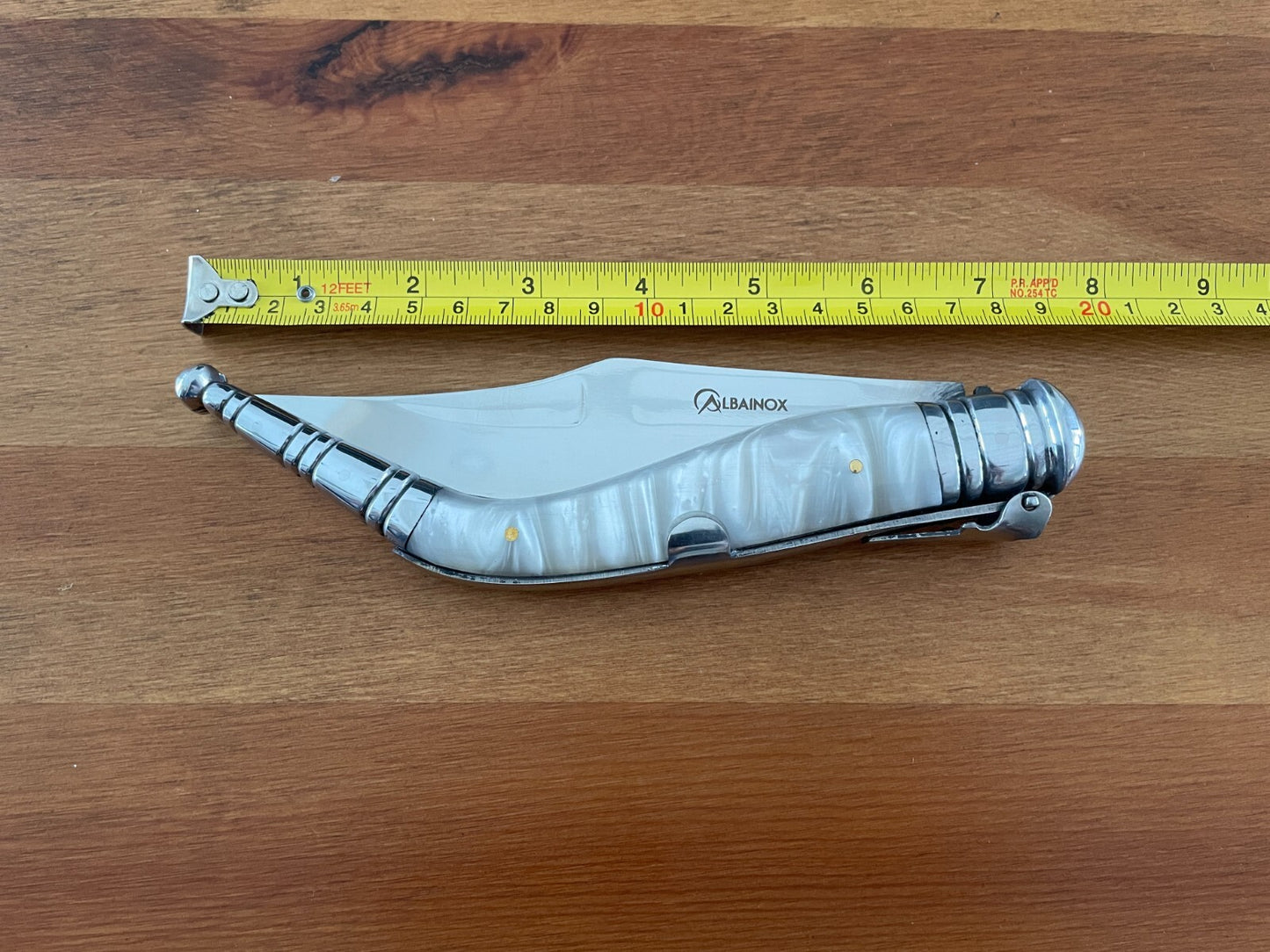 5.66" Spanish Navaja Sevillana Bandolera Pocket Knife Nacre Imitation w/ Ratchet