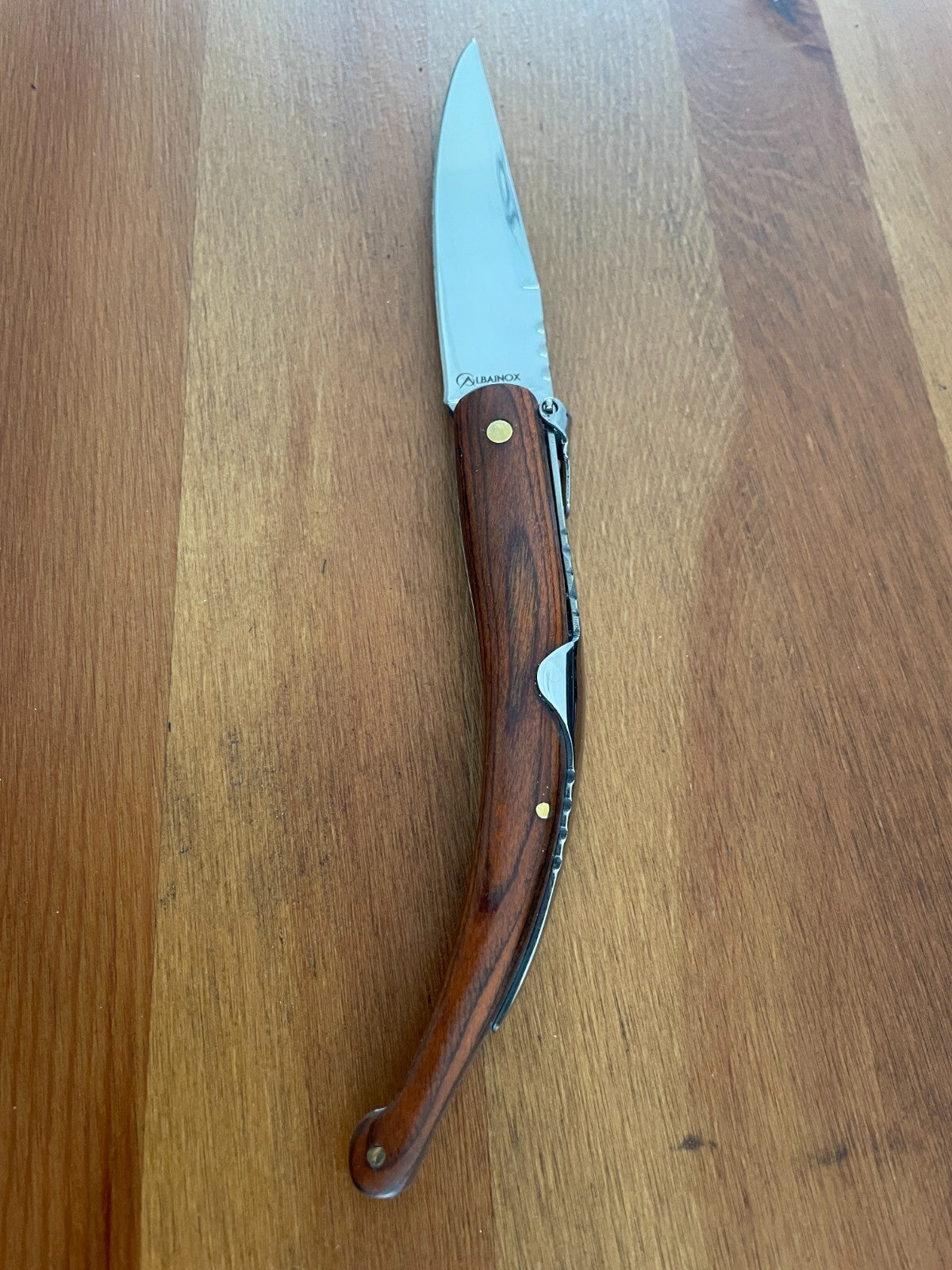 4.13 in. Spanish Navaja Folding Pocket Knife Red Stamina Wood Handle From Spain