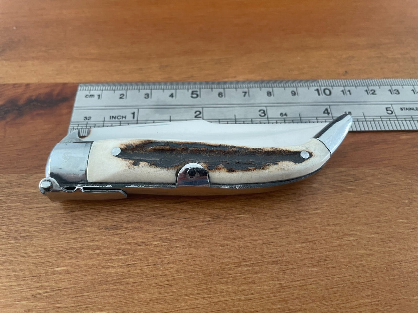 3.35” Spanish Navaja Pocket Knife Genuine Deer Antler Scales Handcrafted Spain