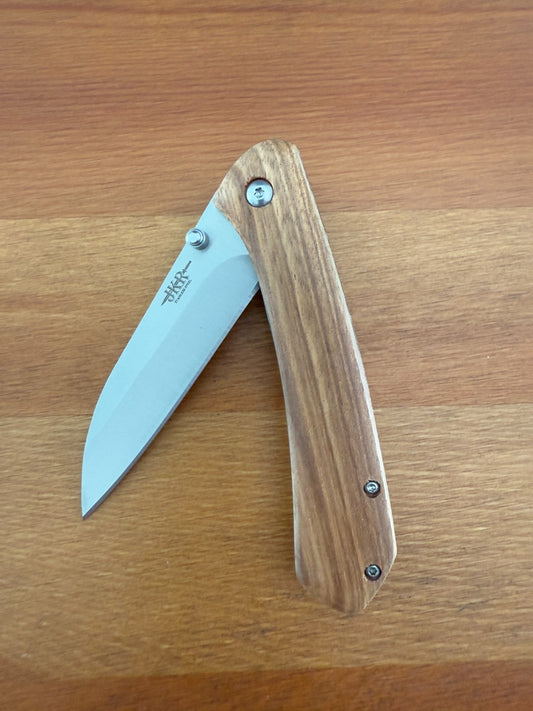 Folding Knife 8.5 cm 3.3 in Blade Zebrawood Handle Liner Lock Pocket Clip