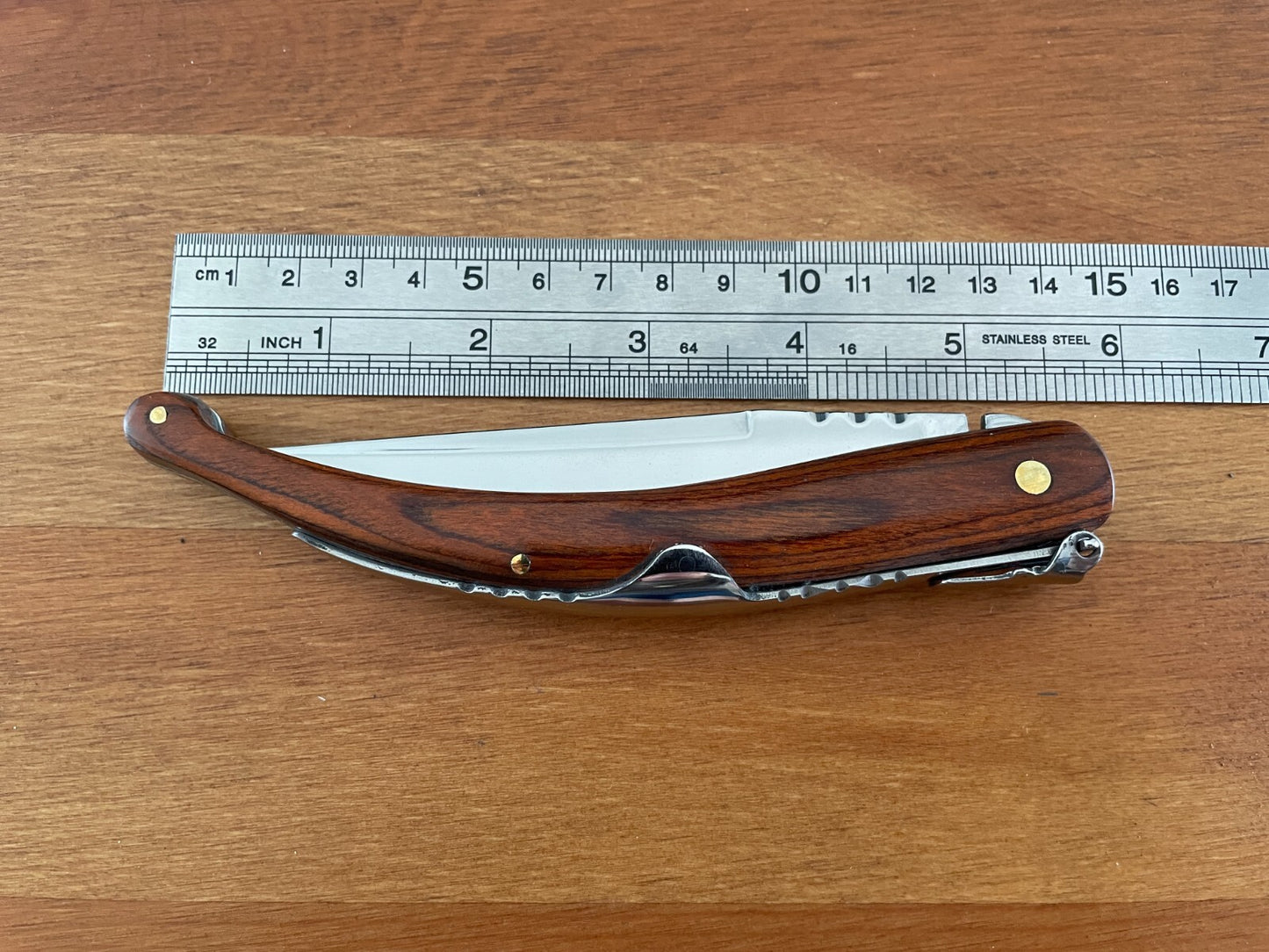 4.13 in. Spanish Navaja Folding Pocket Knife Red Stamina Wood Handle From Spain