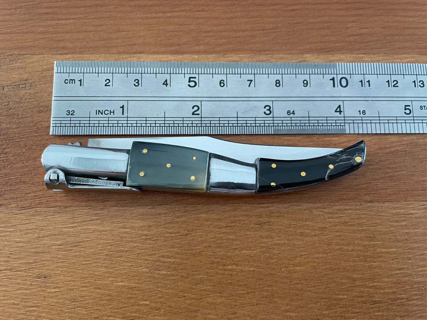3.14" Arabian Style Navaja Folding Pocket Knife Bull Horn Scales Ratchet System