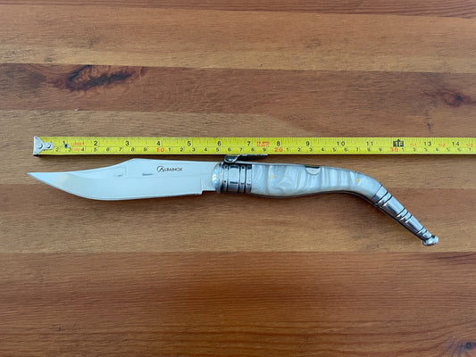 5.66" Spanish Navaja Sevillana Bandolera Pocket Knife Nacre Imitation w/ Ratchet