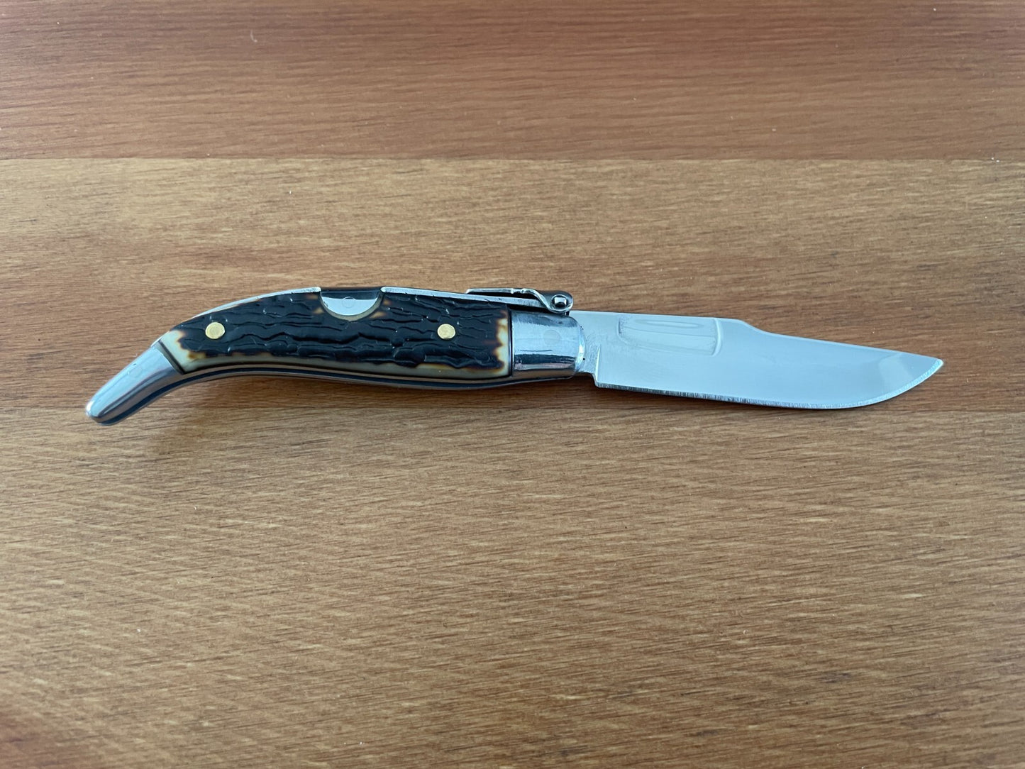 2.6" Stainless Spanish Navaja Teja Deer Antler Imitation Scales Billet Lock