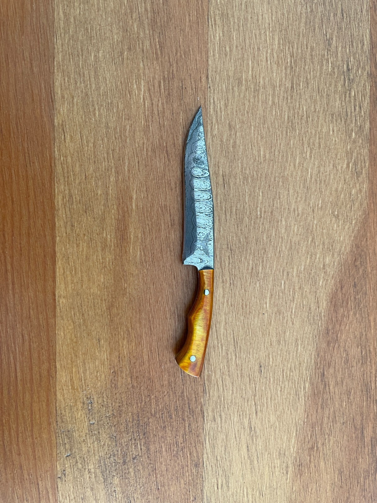 2.3 in. Handmade Damascus Miniature Knife Leather Sheath Collectible Item