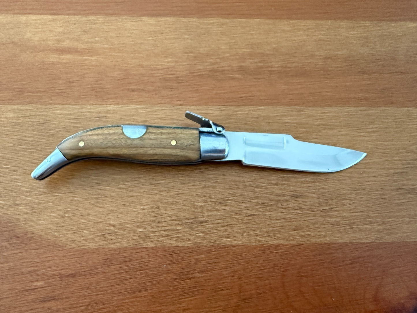 2.8" Steel Spanish Navaja Teja Albacete Folding Pocket Knife Olive Wood Scales