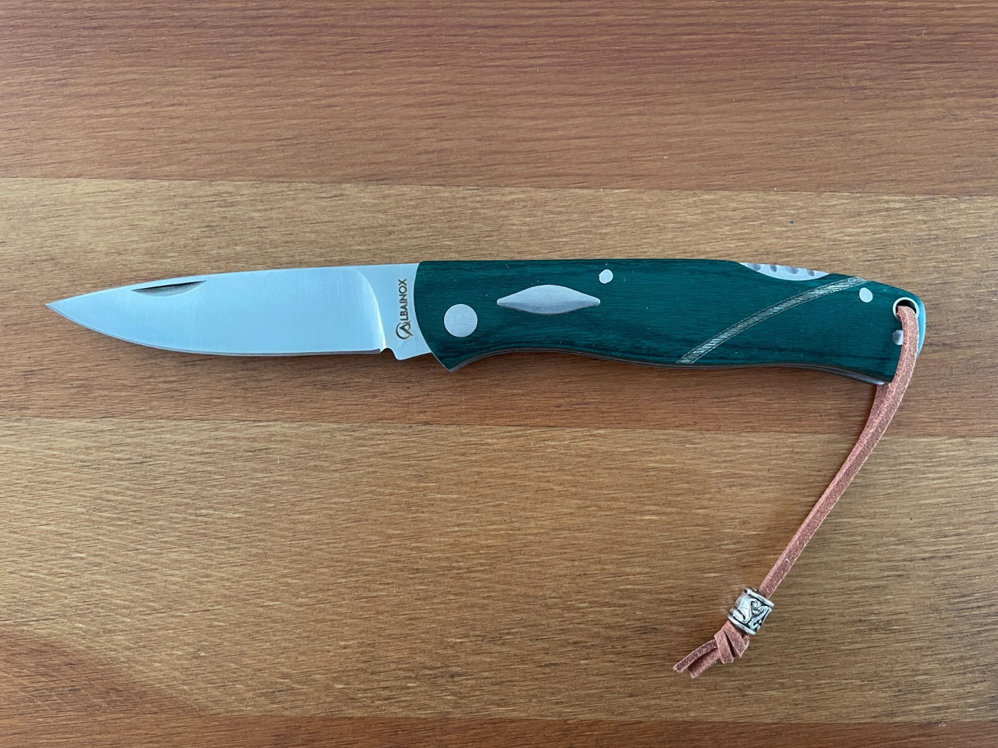 3.15" Stainless Steel Spanish Navaja Pocket Knife Green Stamina Wood Scales