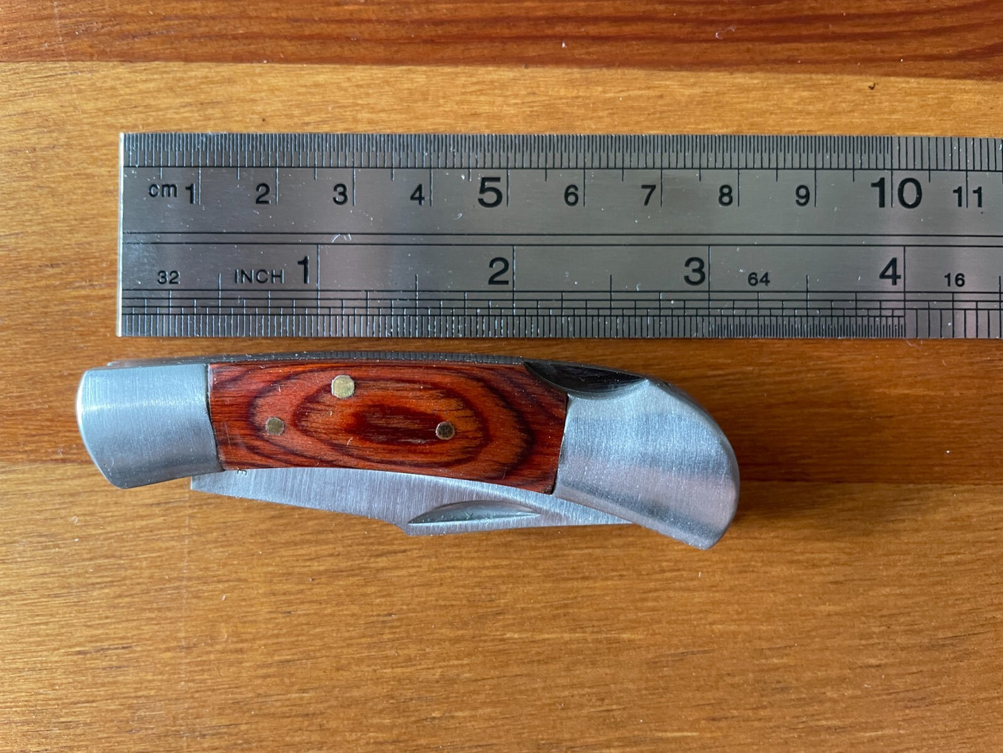 Small Pocket Knife 2" Blade Stainless Wood Scales With Lock From Spain