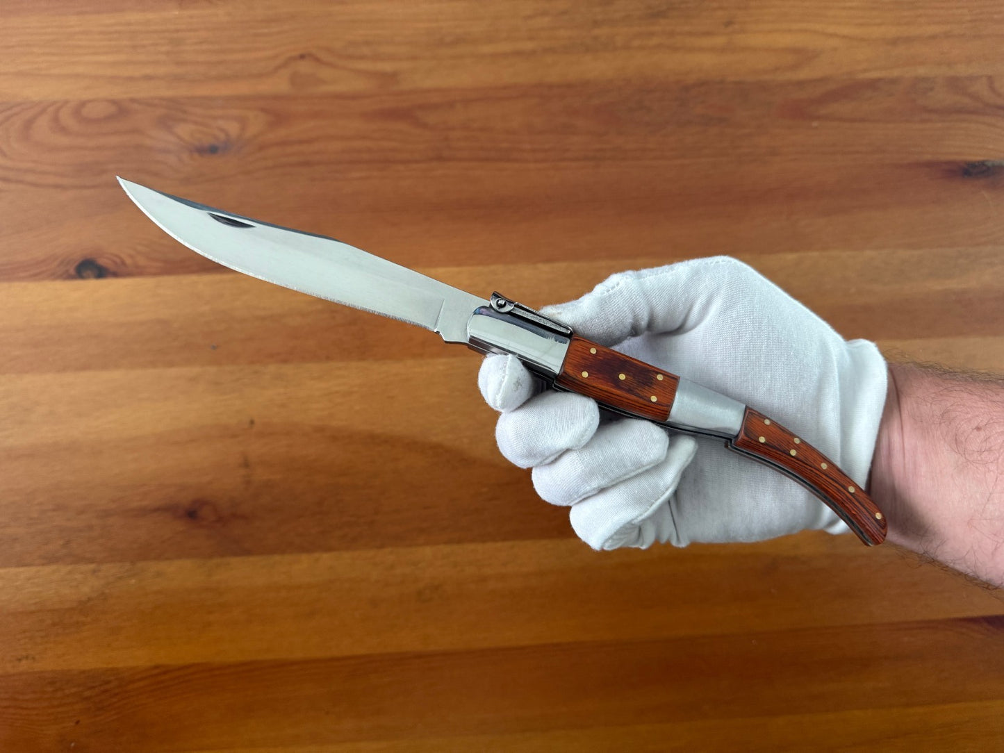 5.3" Arabian Style Navaja Folding Knife Red Wood Scales w/ Ratchet From Spain