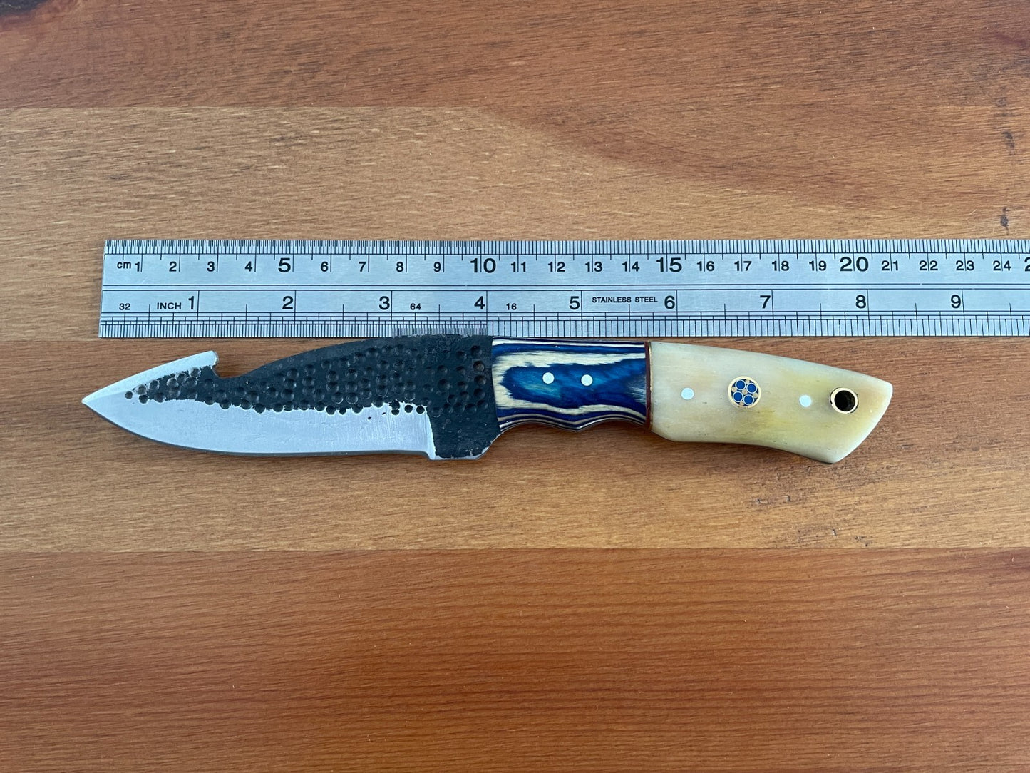4.2 in. Handmade Hunting Knife Camel bone / Wood Handle Leather Sheath Included
