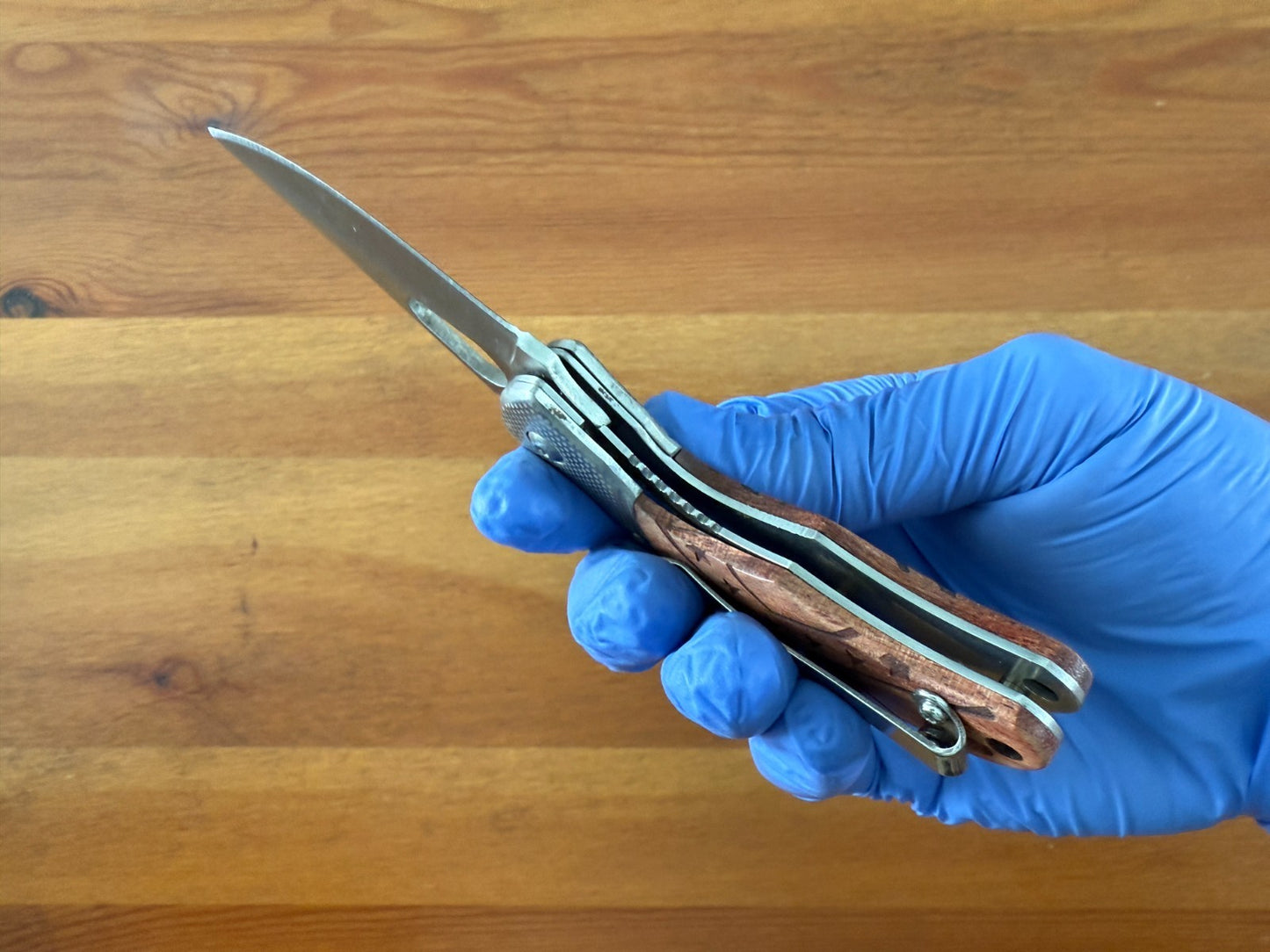2.4" Blade Navaja Pocket Knife Rosewood Scales Liner Lock Pocket Clip - Spain