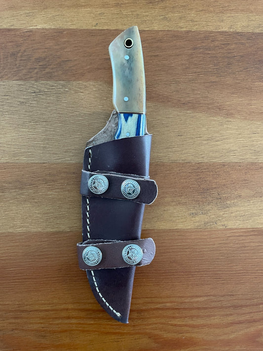 4.2 in. Handmade Hunting Knife Camel bone / Wood Handle Leather Sheath Included