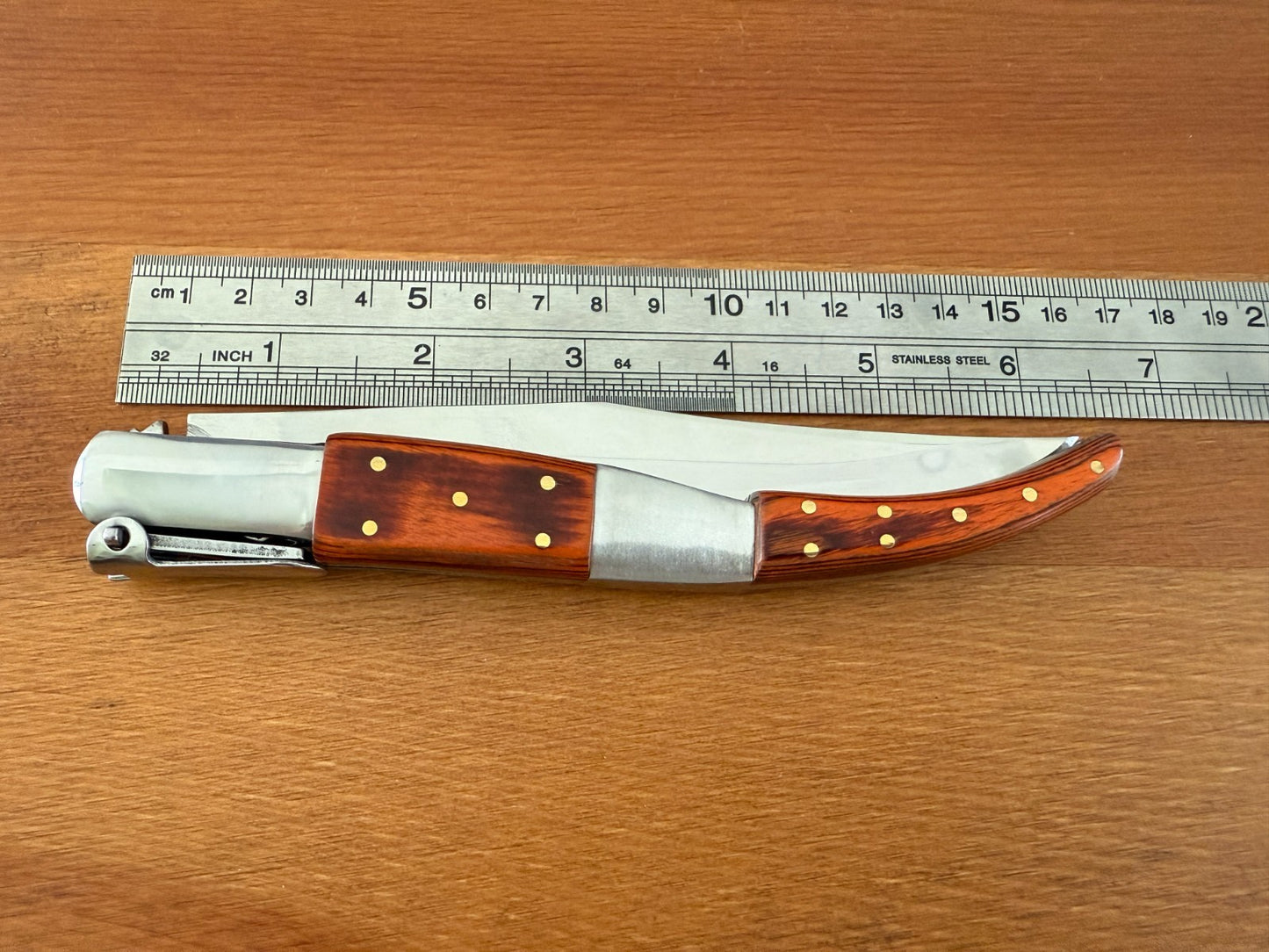 5.3" Arabian Style Navaja Folding Knife Red Wood Scales w/ Ratchet From Spain