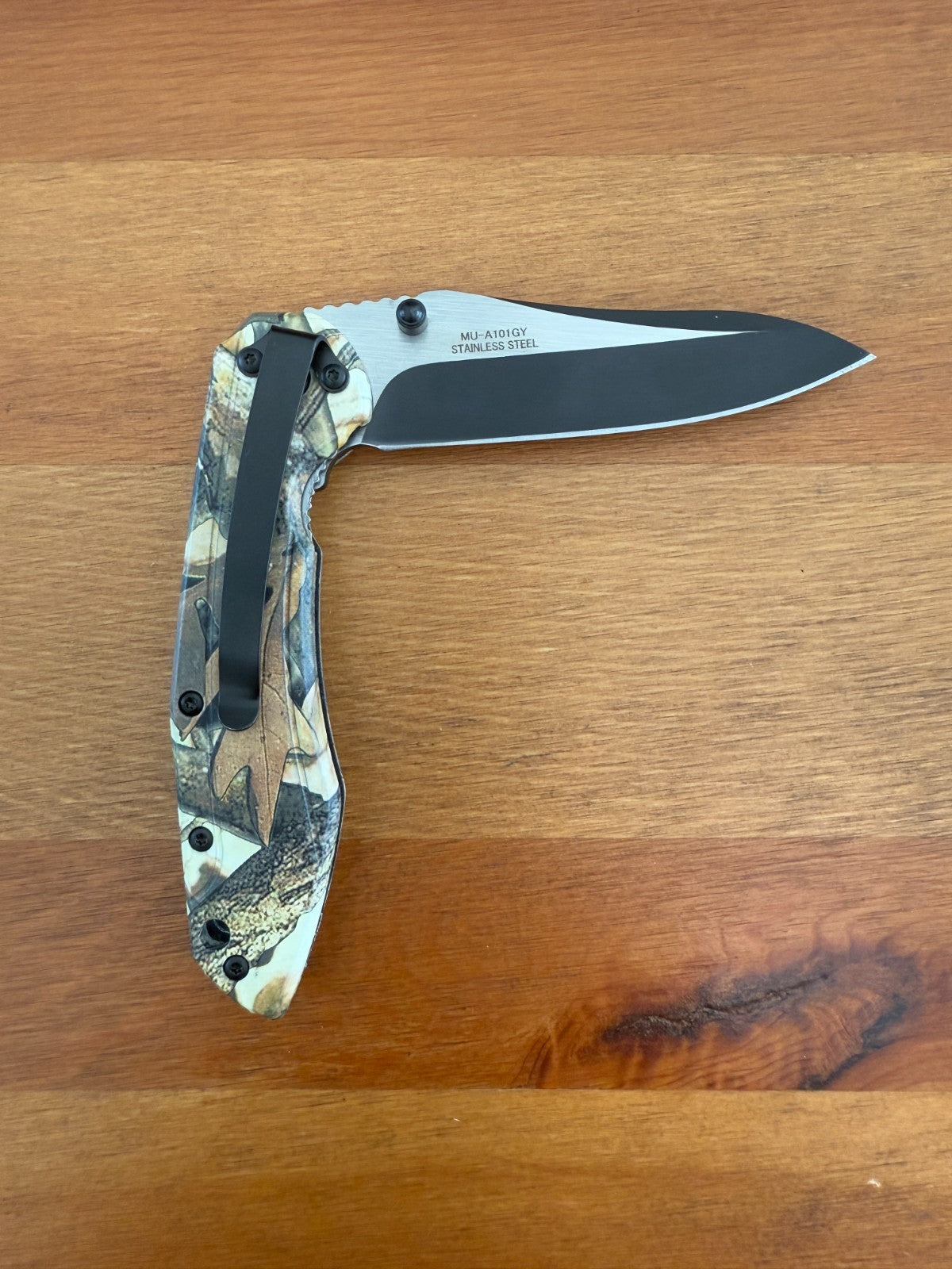 3.5" Steel Blade Master USA Folding Knife Assisted Pocket Clip Camo Handle