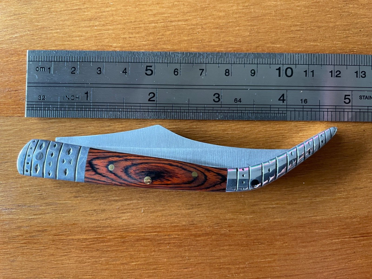3.5" Arabian Style Pocket Knife Red Wood Handle Spanish Navaja - USA Seller