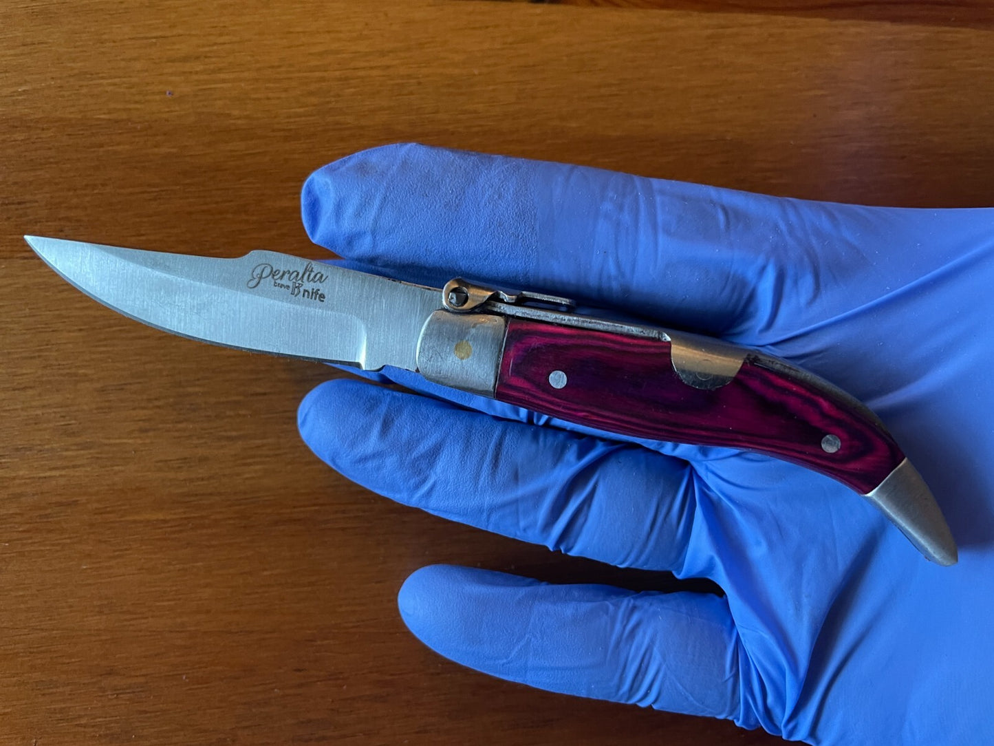 2.5” Spanish Navaja Teja Albacete Pocket Knife Purple Wood Scales - USA Seller