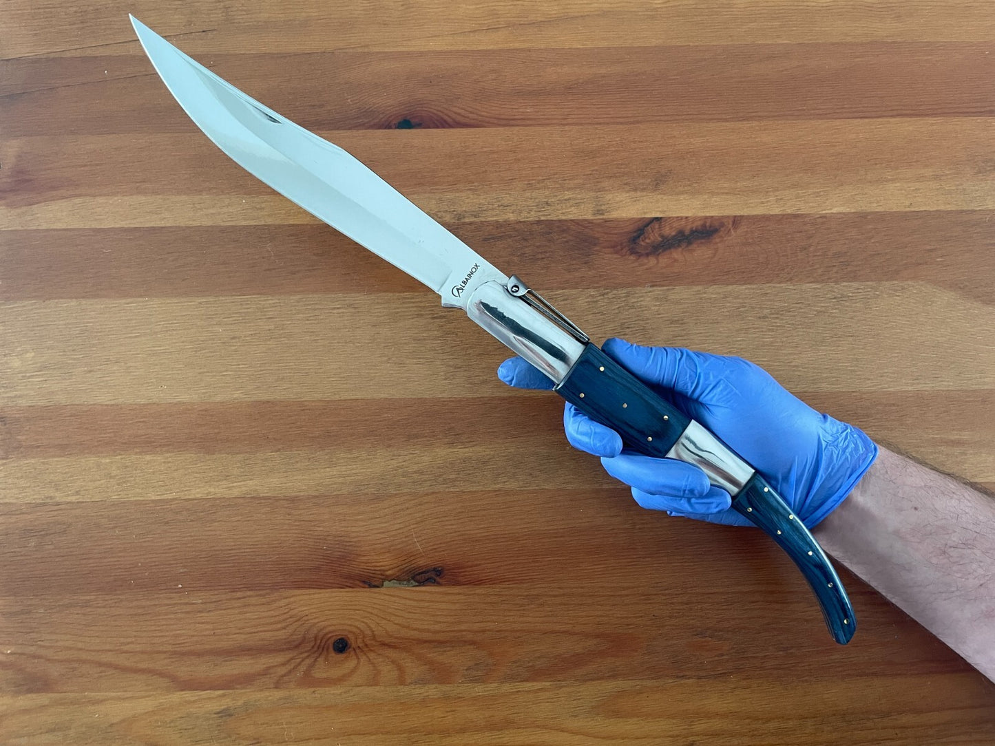 8.5" Arabian Style Navaja Folding Pocket Long Knife Blue Scales From Spain
