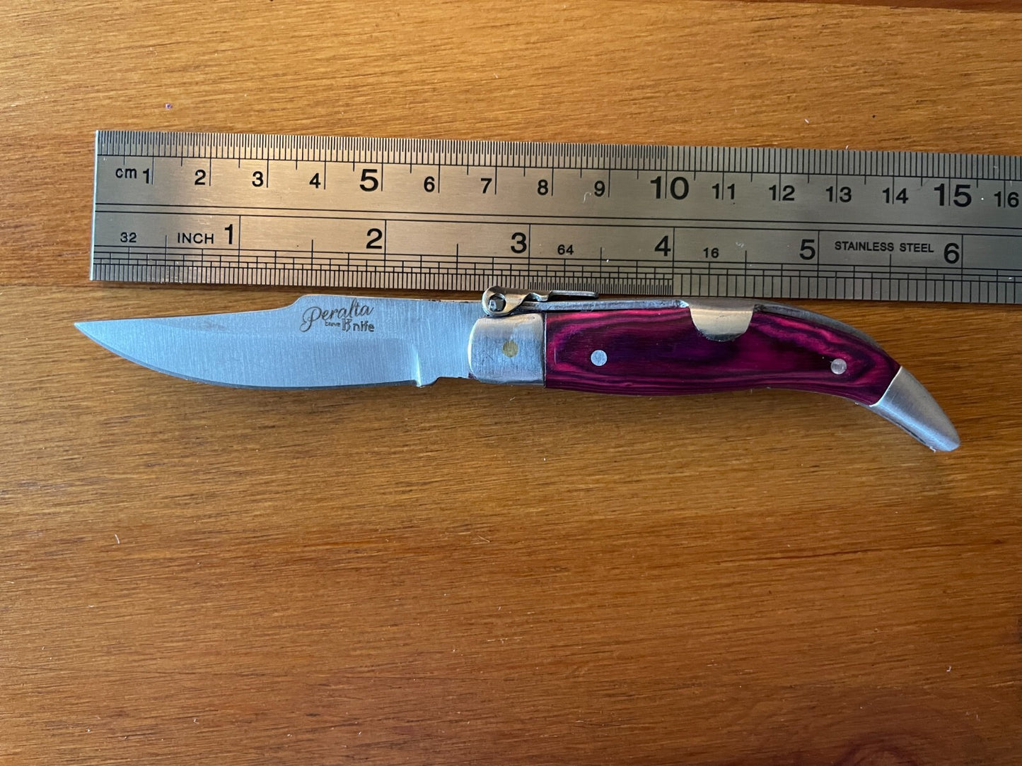2.5” Spanish Navaja Teja Albacete Pocket Knife Purple Wood Scales - USA Seller