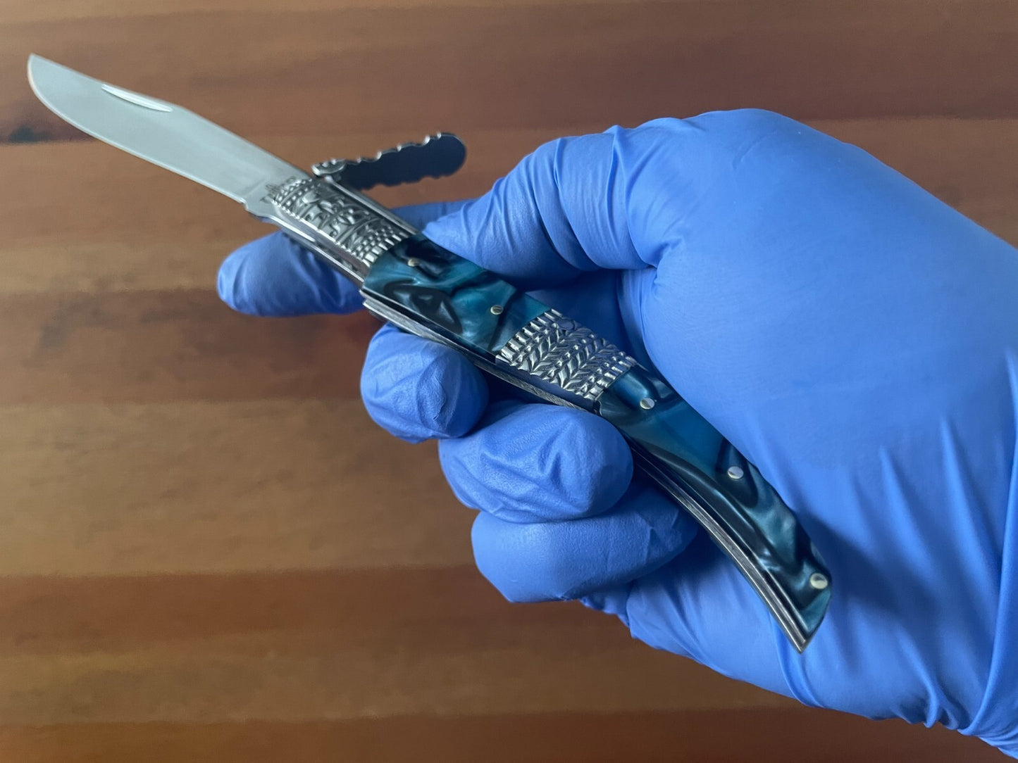 4.3" Arabian Style Navaja with Ratchet Pocket Knife Acrylic Scales From Spain